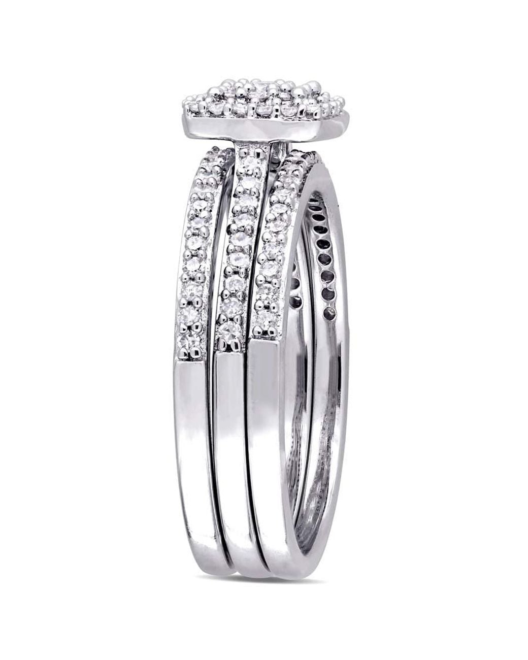 Amour Metallic 1/2 Ct Tw Diamond Cluster 3-Piece Bridal Set for men