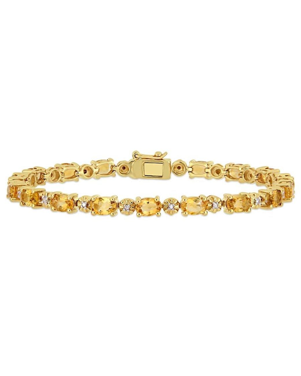 Amour Metallic 8-1/10 Ct Tgw Oval-Cut Citrine And Diamond Accent Tennis Bracelet for men