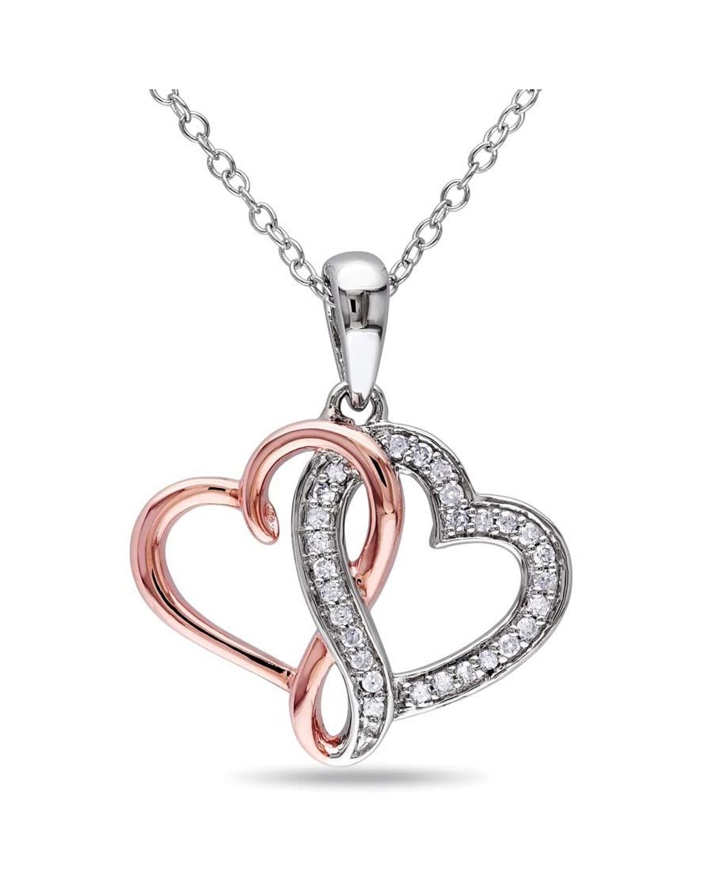 Amour Metallic 1/7 Ct Tw Diamond Interlocking Heart Pendant With Chain for men