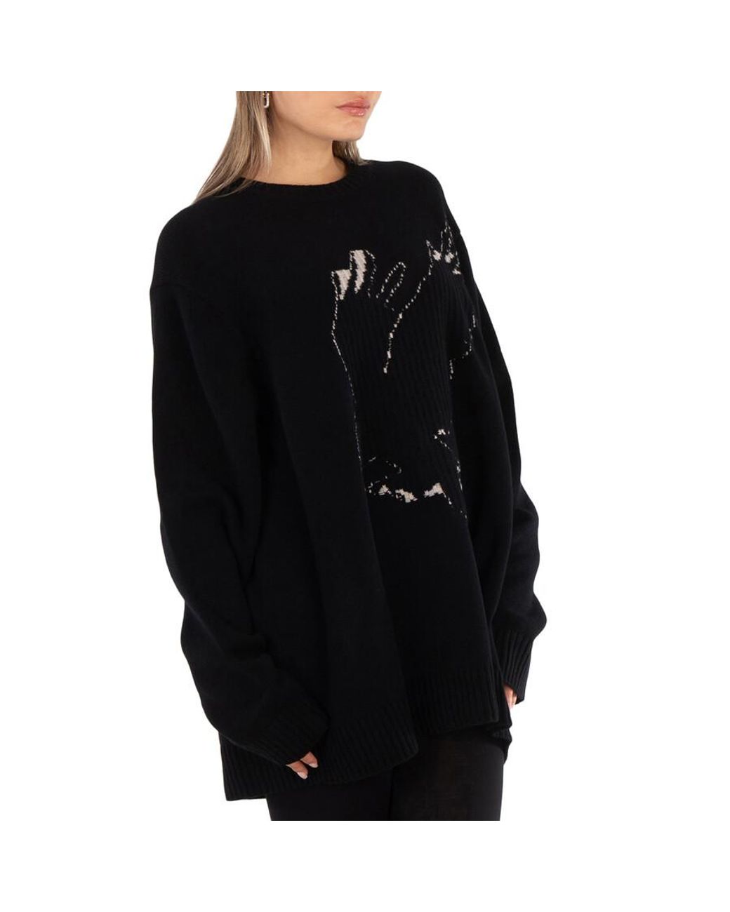 Y's Yohji Yamamoto Ys Wool Crow Motif Long-Sleeved Pullover, Brand