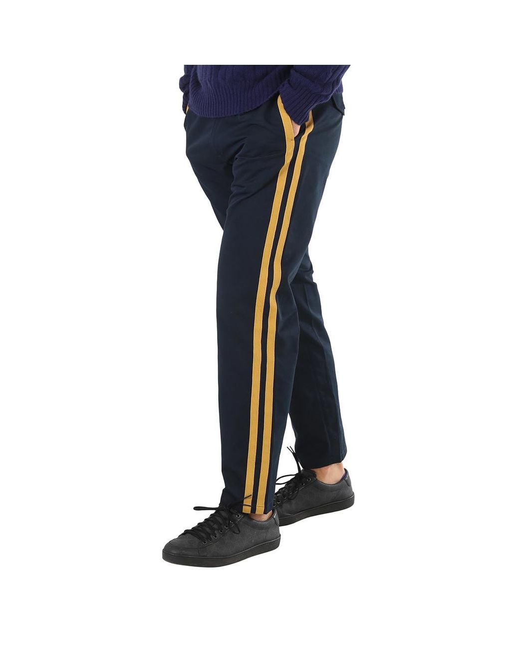 Roberto Cavalli Blue Straight Leg Striped Cotton Trousers, Brand Size 46 (Waist for men