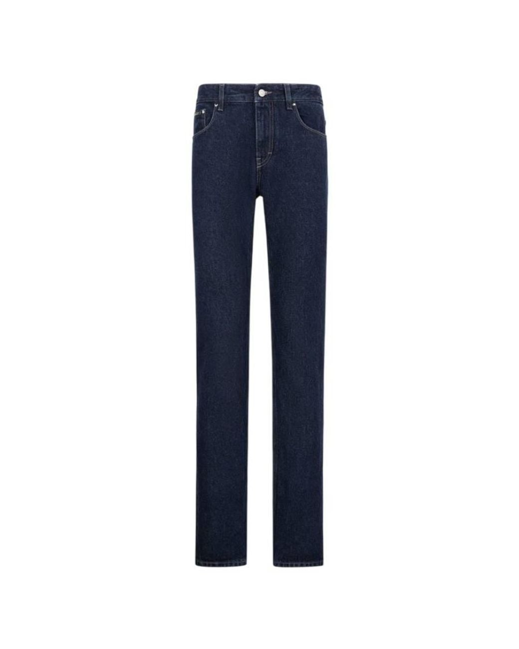 Roberto Cavalli Blue Slim-Cut Animalier Patchwork Jeans, Waist for men
