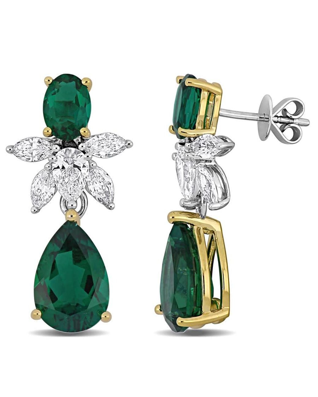 Created Forever Green 6 4/5Ct Tgw Created Emerald And 1 5/8Ct Tw Lab-Grown Diamond Drop Earrings for men