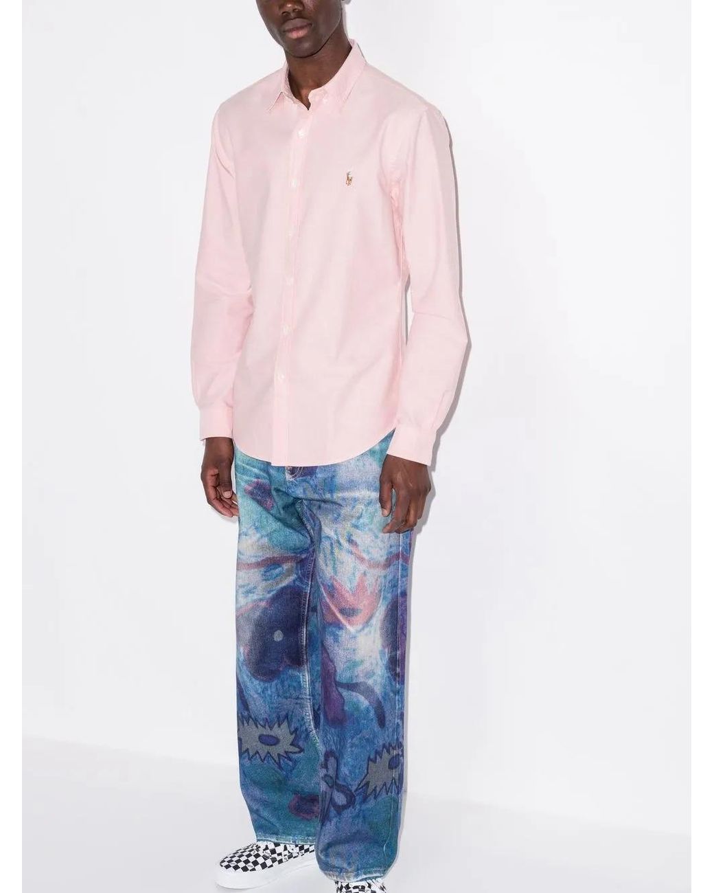 Polo Ralph Lauren Pink Long-Sleeved Cotton Oxford Shirt for men