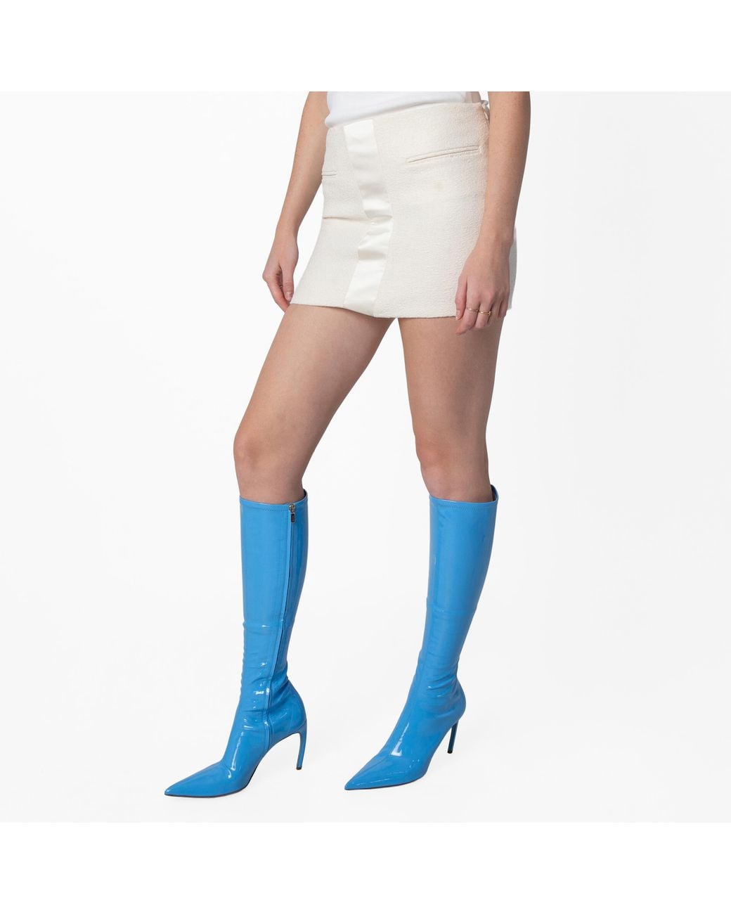 Ferragamo White Contrasting Panel Low Rise Mini Skirt, Brand Size 42 Us