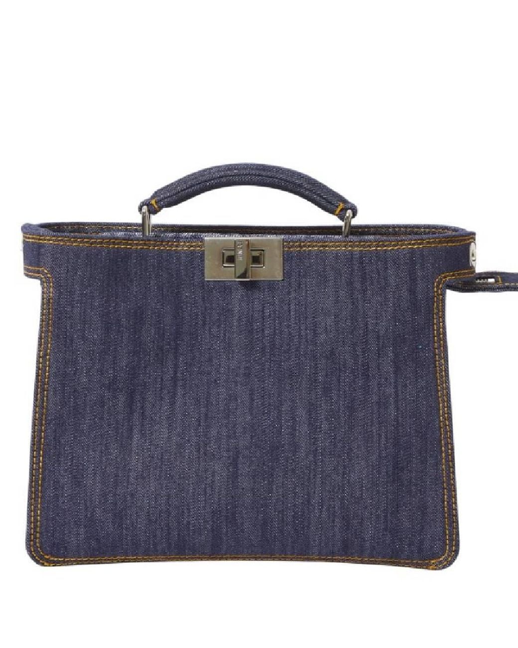 Fendi Blue Peekaboo Iseeu Mini Bag Denim-Effect Fabric for men