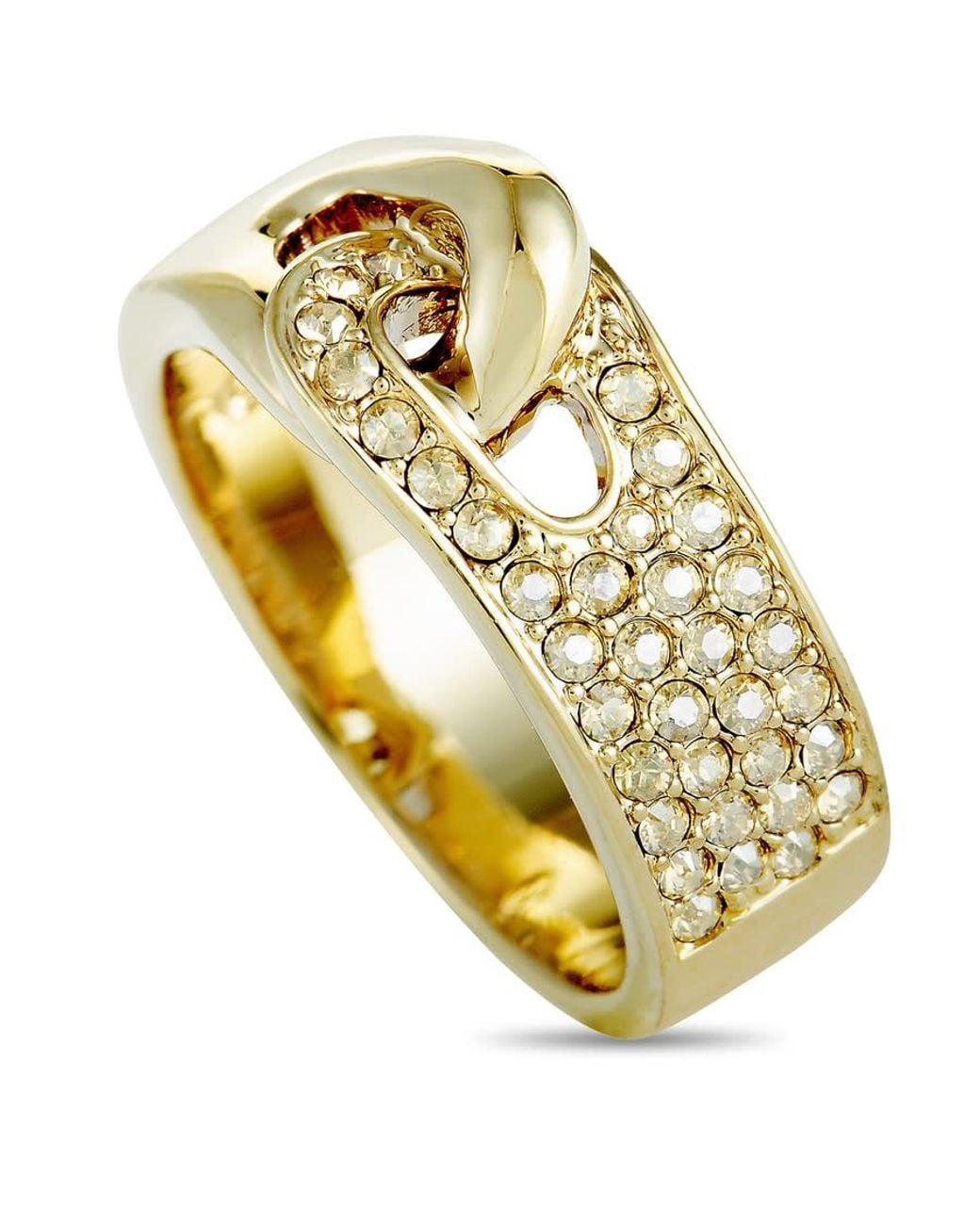 Swarovski Metallic Gallon-Plated And Crystal Interlocking Band Ring for men
