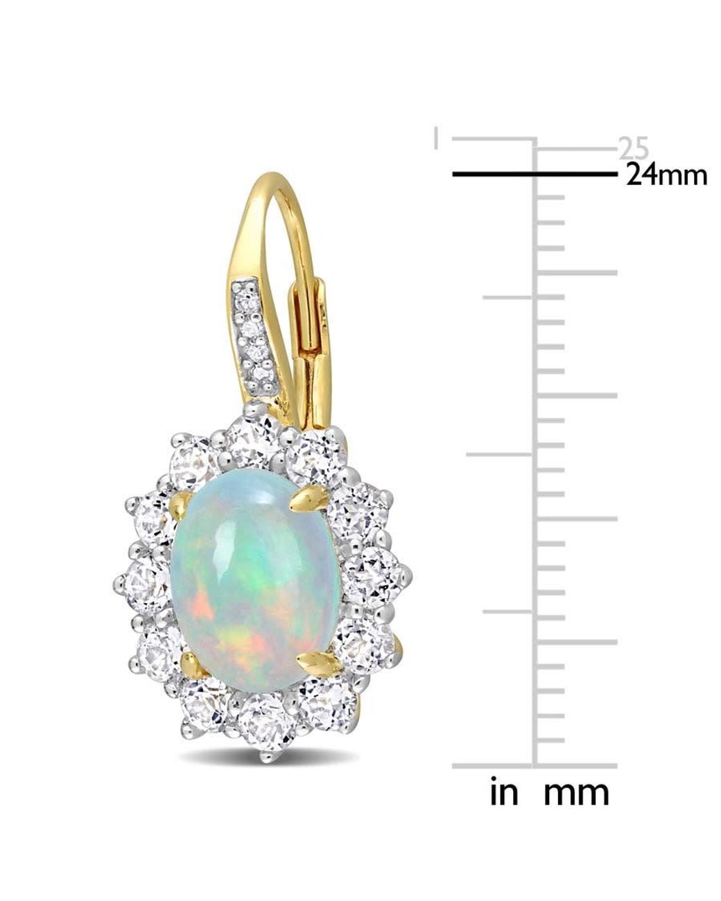 Amour Blue 1 3/4 Ct Tgw Oval Shape Ethiopian Opal And Topaz And Diamond Accent Halo Leverback Earrings for men