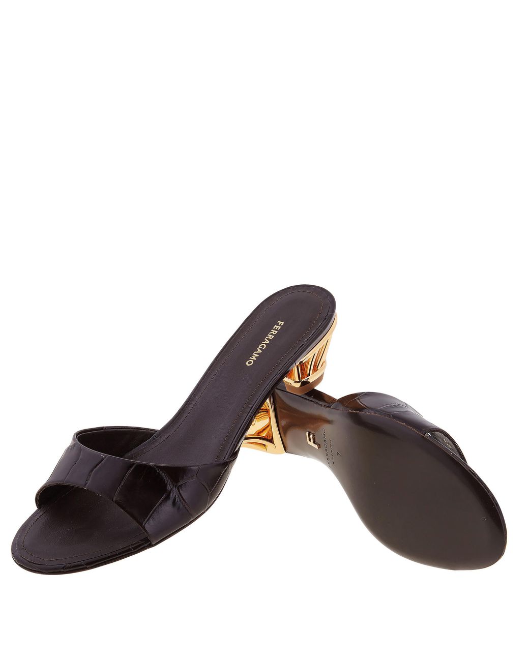 Ferragamo Brown Arya 40 Cage Heel Mules