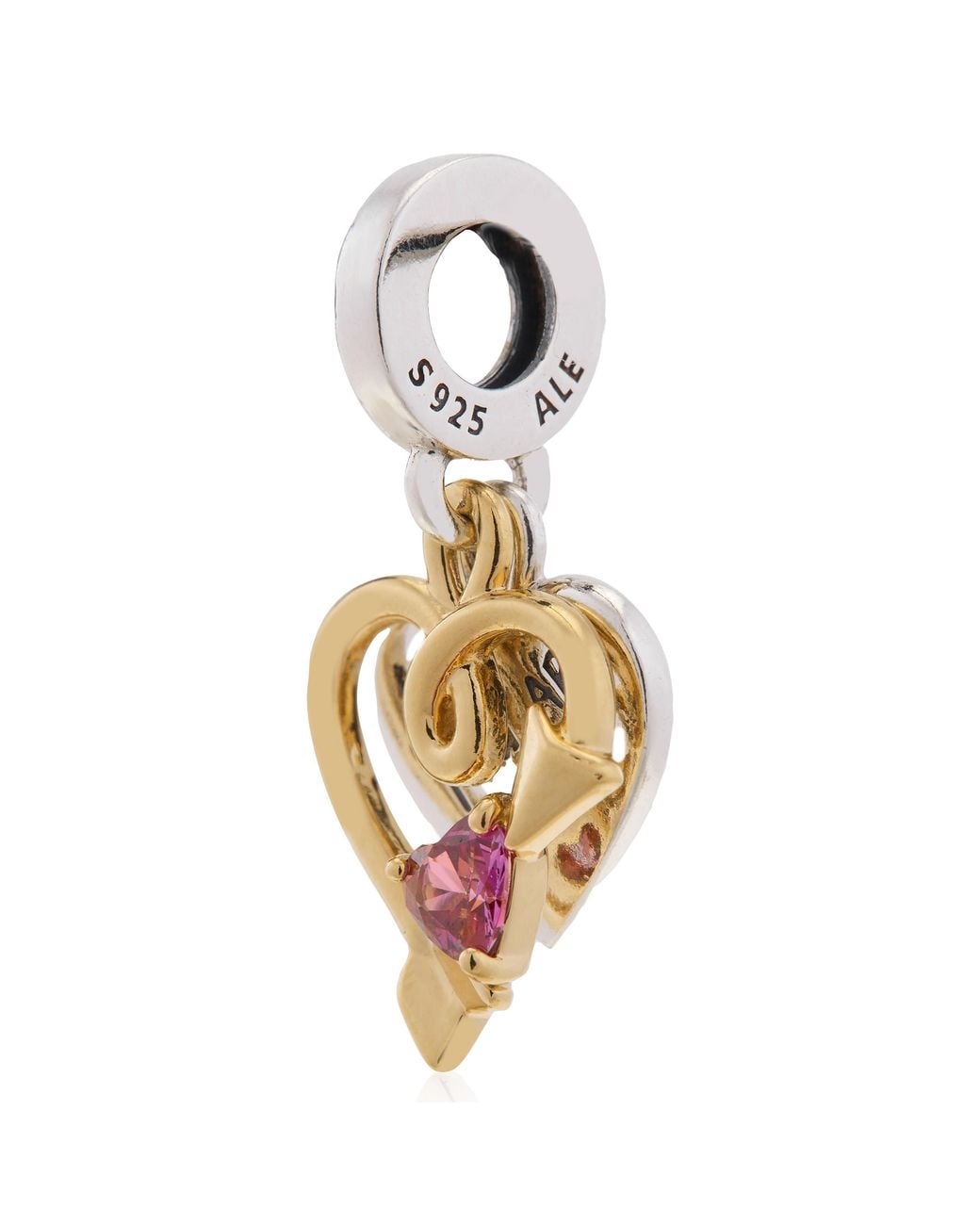 Pandora Metallic Engravable Heart & Arrow Double Dangle Sterling Charm for men