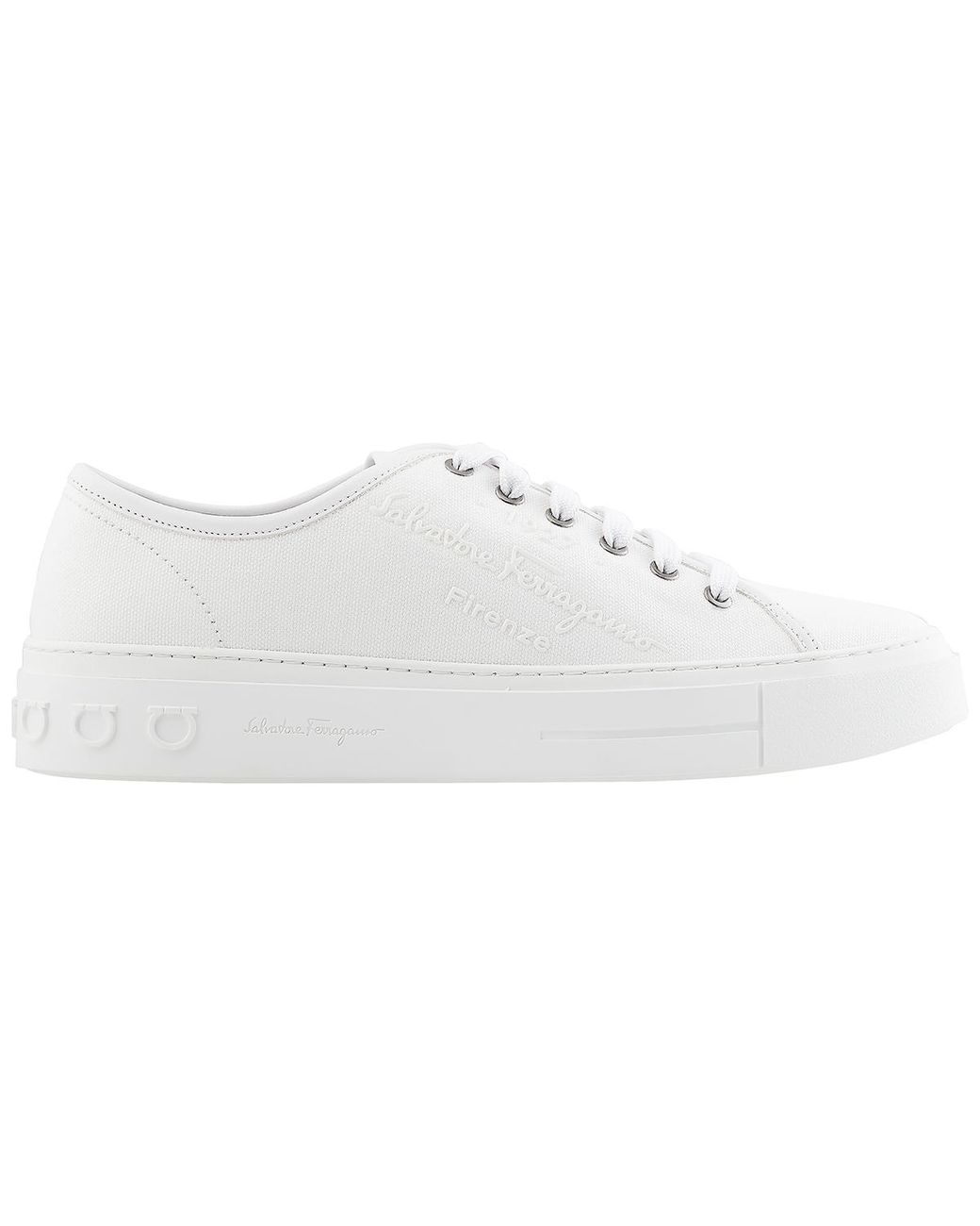 Ferragamo White Salvatore Mediterr Low Cut Sneakers for men