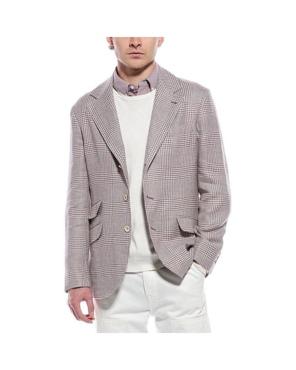 Brunello Cucinelli Gray Viola Linen Wool Deconstructed Blazer, Brand Size 44 (Us for men
