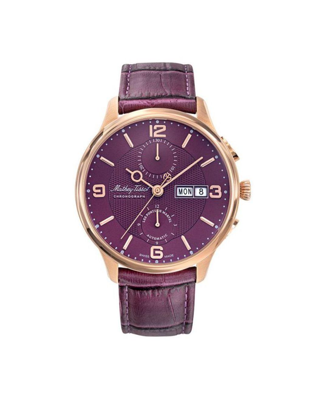 MatheyTissot Edmond Chrono Automatic Chronograph Purple Dial Watch for