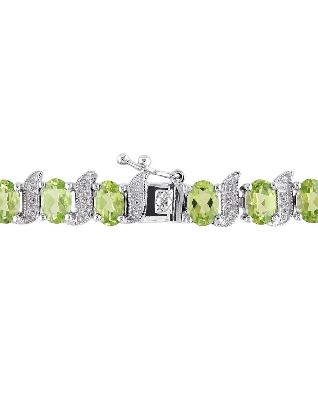 Amour Green 11 3/4 Ct Tgw Peridot And Diamond S-Link Bracelet for men