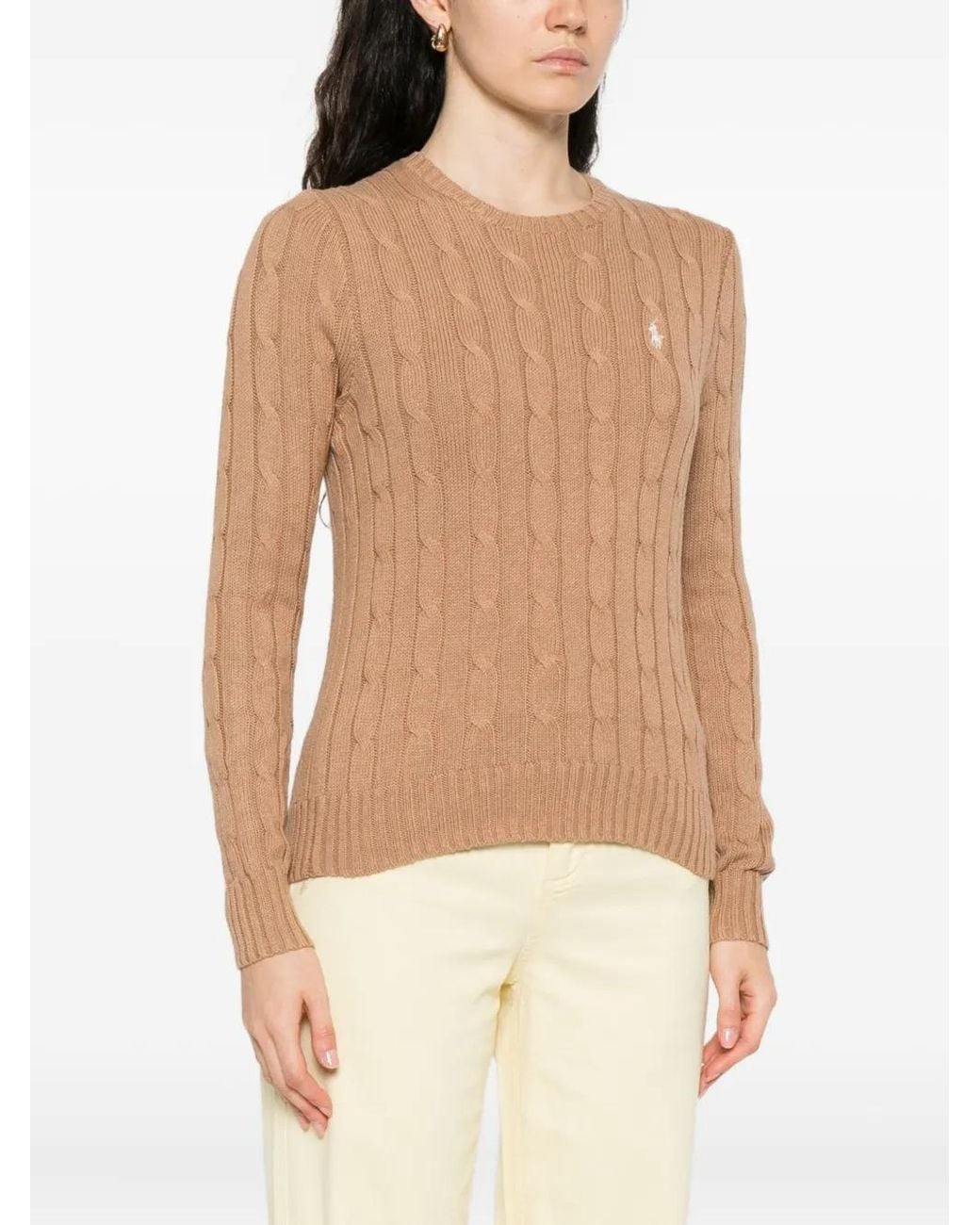 Polo Ralph Lauren Brown Cable-Knit Cotton Crewneck Sweater for men