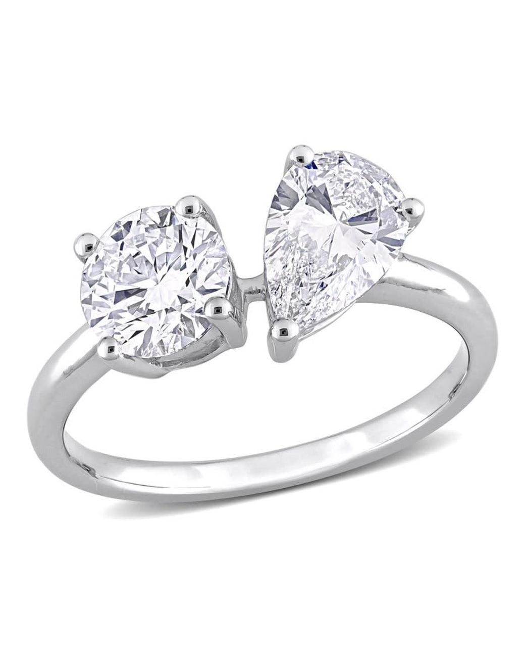 Created Forever Metallic 2 Ct Tw Pear & Round Lab Created Diamond 2-Stone Engagement Ring for men