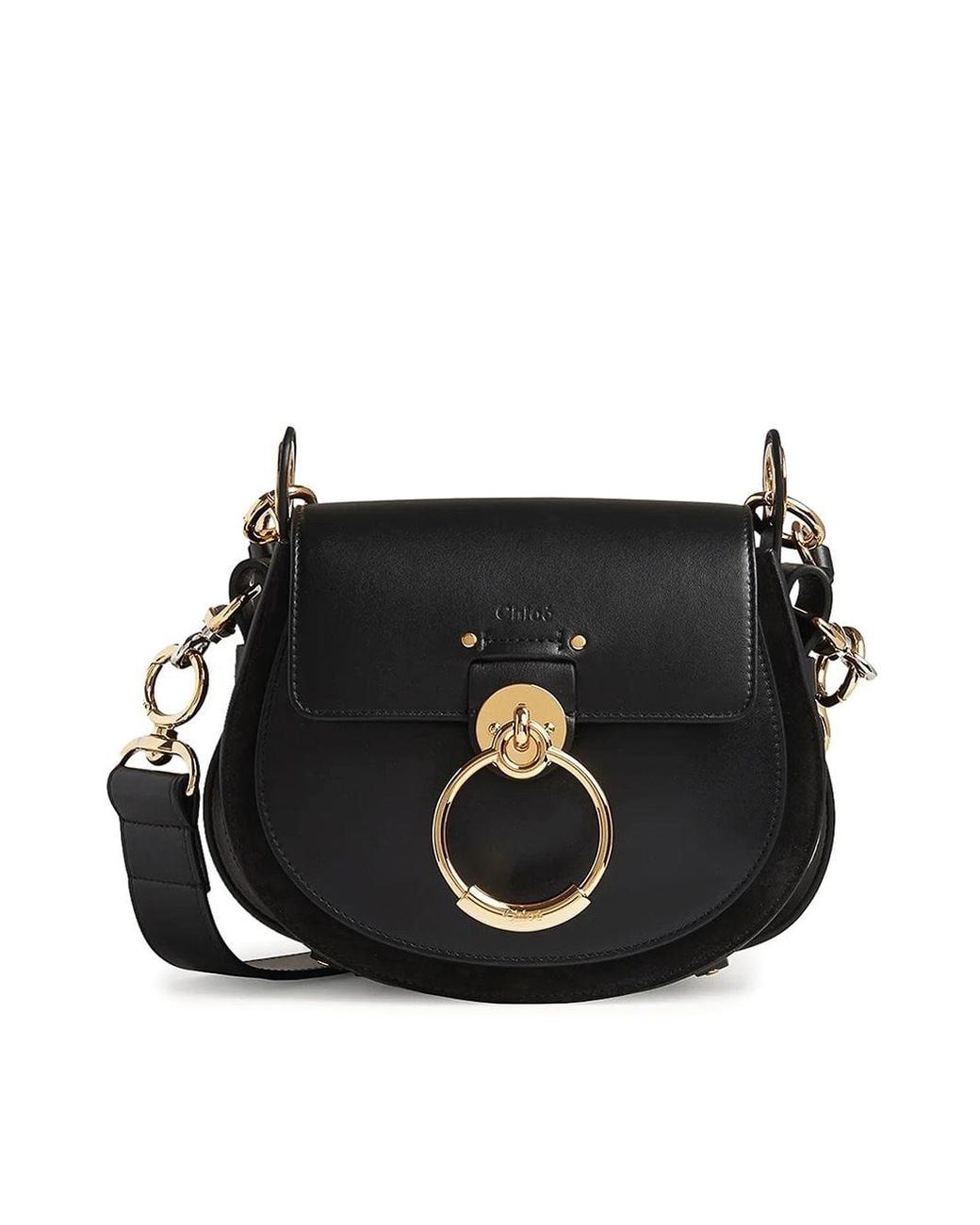 Chloé Black Leather And Suede Small Tess Bag