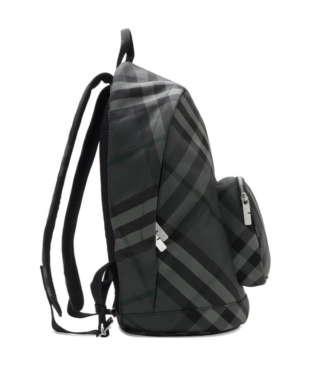Burberry Black Check Grid Backpack for men