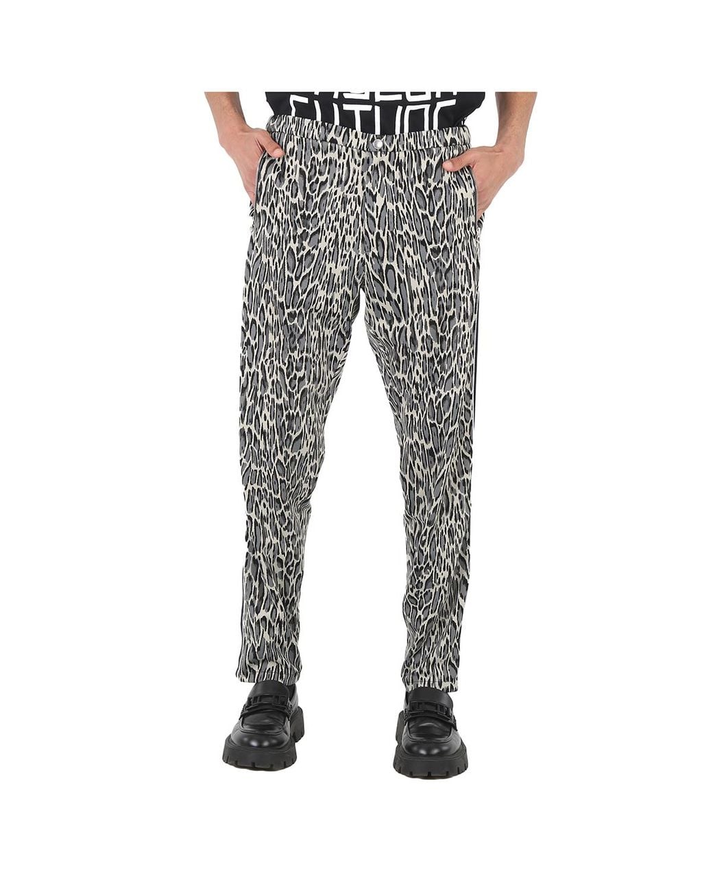 Roberto Cavalli Gray Micro Jaguar Jacquard Trousers for men