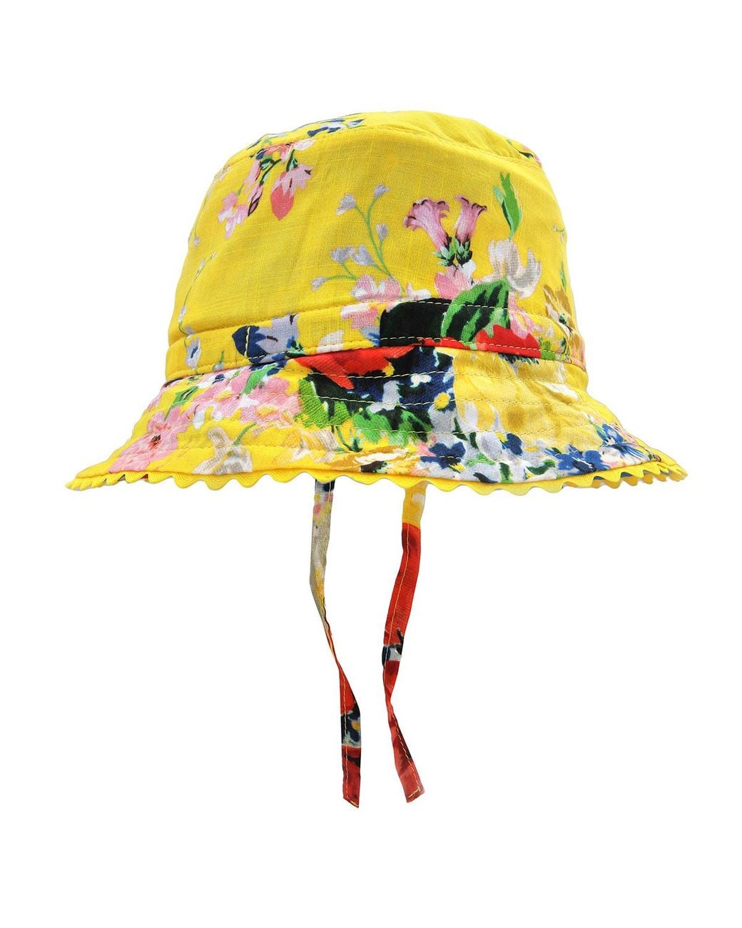 Zimmermann Yellow Floral-Print Drawstring Bucket Hat