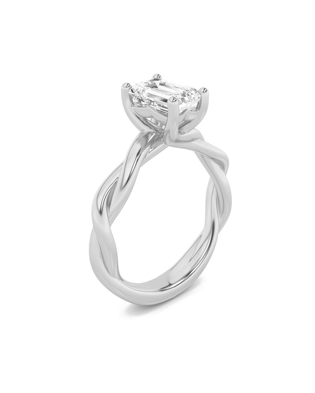 Mure And Co Metallic 2Ctw Radiant Shaped Lab Grown Diamond (F/Vs) Twisted Shank Solitaire Engagement Ring for men