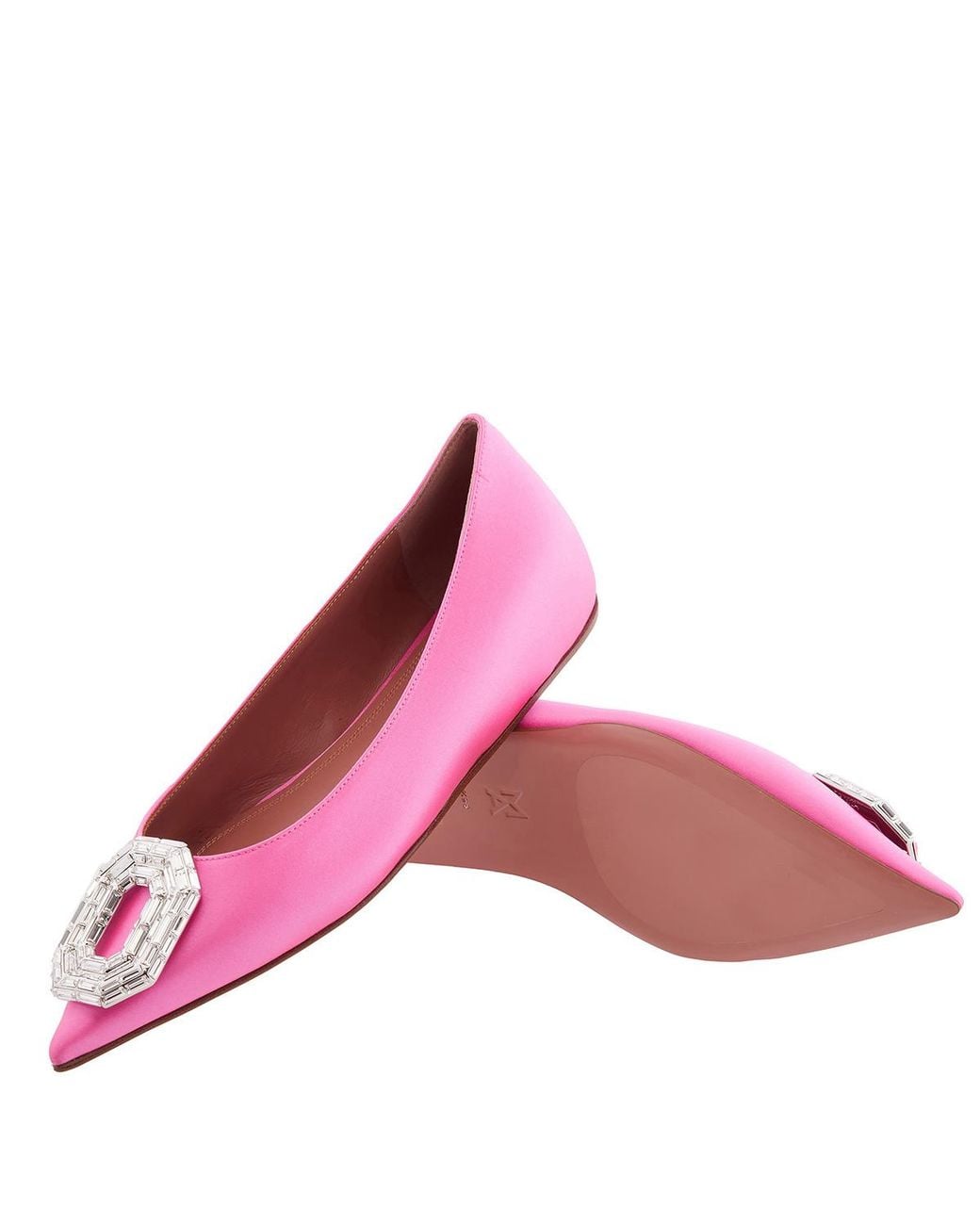 AMINA MUADDI Pink Satin Camelia Ballerinas