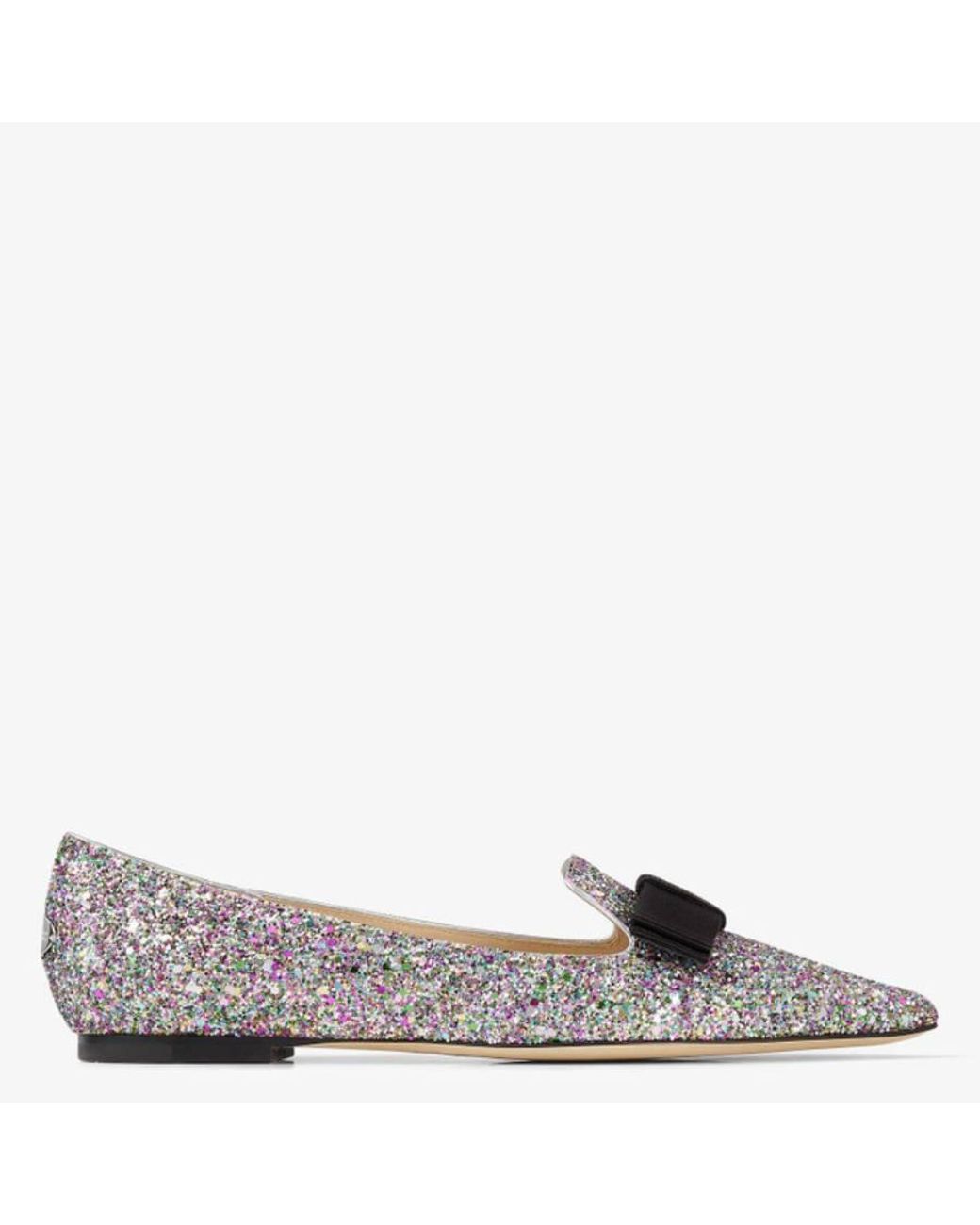 Jimmy Choo Brown Gala Coarse Glitter Fabric Flats, Brand Size 34.5 Us