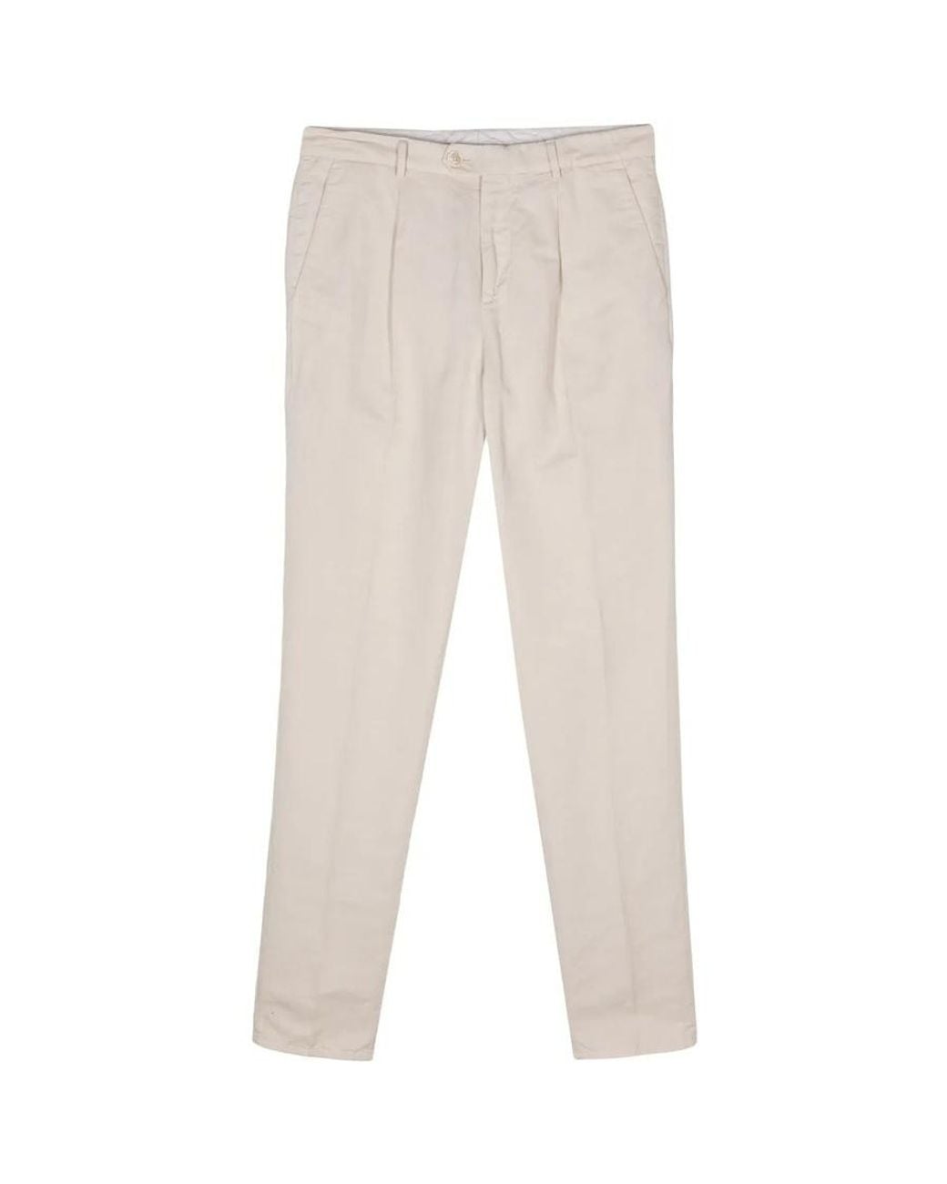 Brunello Cucinelli Natural Linen Blend Tailored Trousers, Brand Size 56 (Us for men