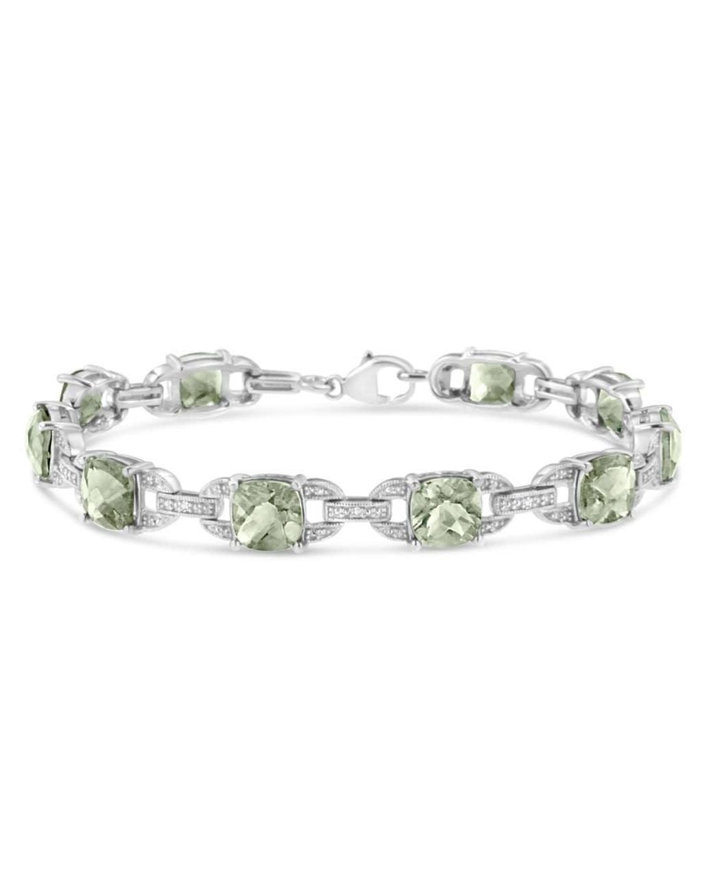 Haus of Brilliance Metallic 925 Sterling 7X7 Mm Cushion Cut Amethyst And 1/20 Cttw Diamond Fashion Tennis Bracelet for men