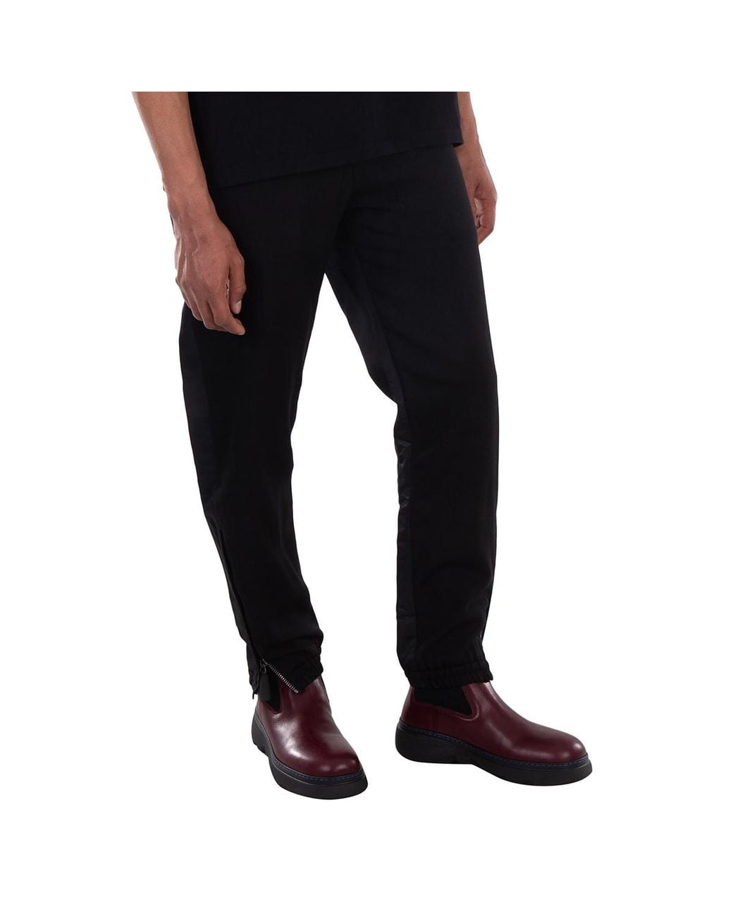 Burberry Black Two-Tone Tapered Trousers, Brand Size 46 (Waist for men