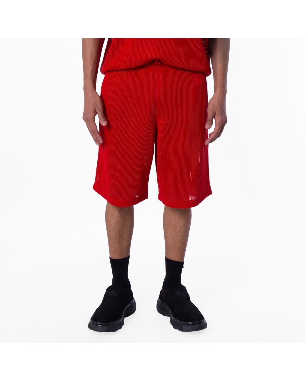 Burberry Red Silk Cotton Mesh Shorts for men