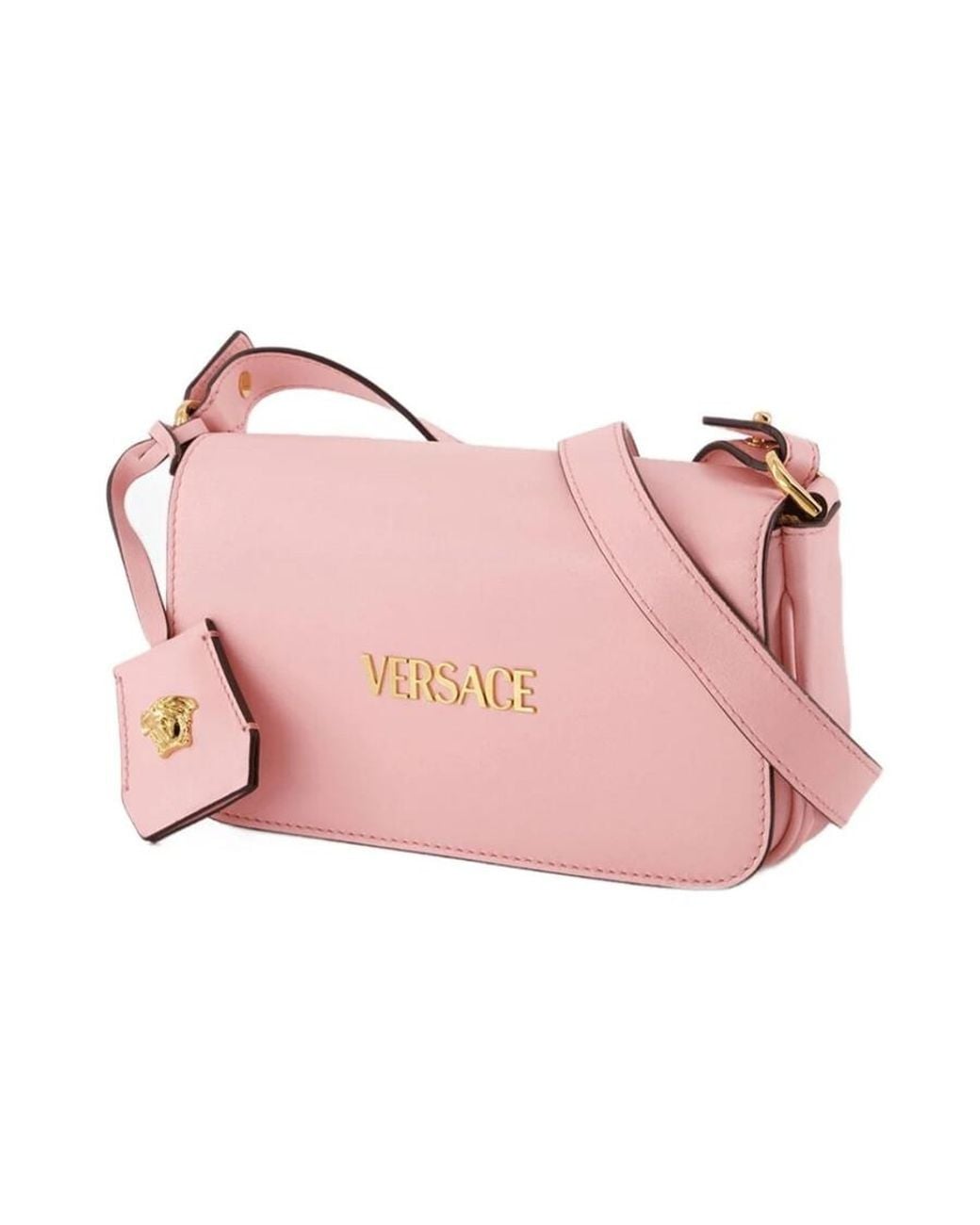 Versace Pink Tag Foldover Top Mini Shoulder Bag