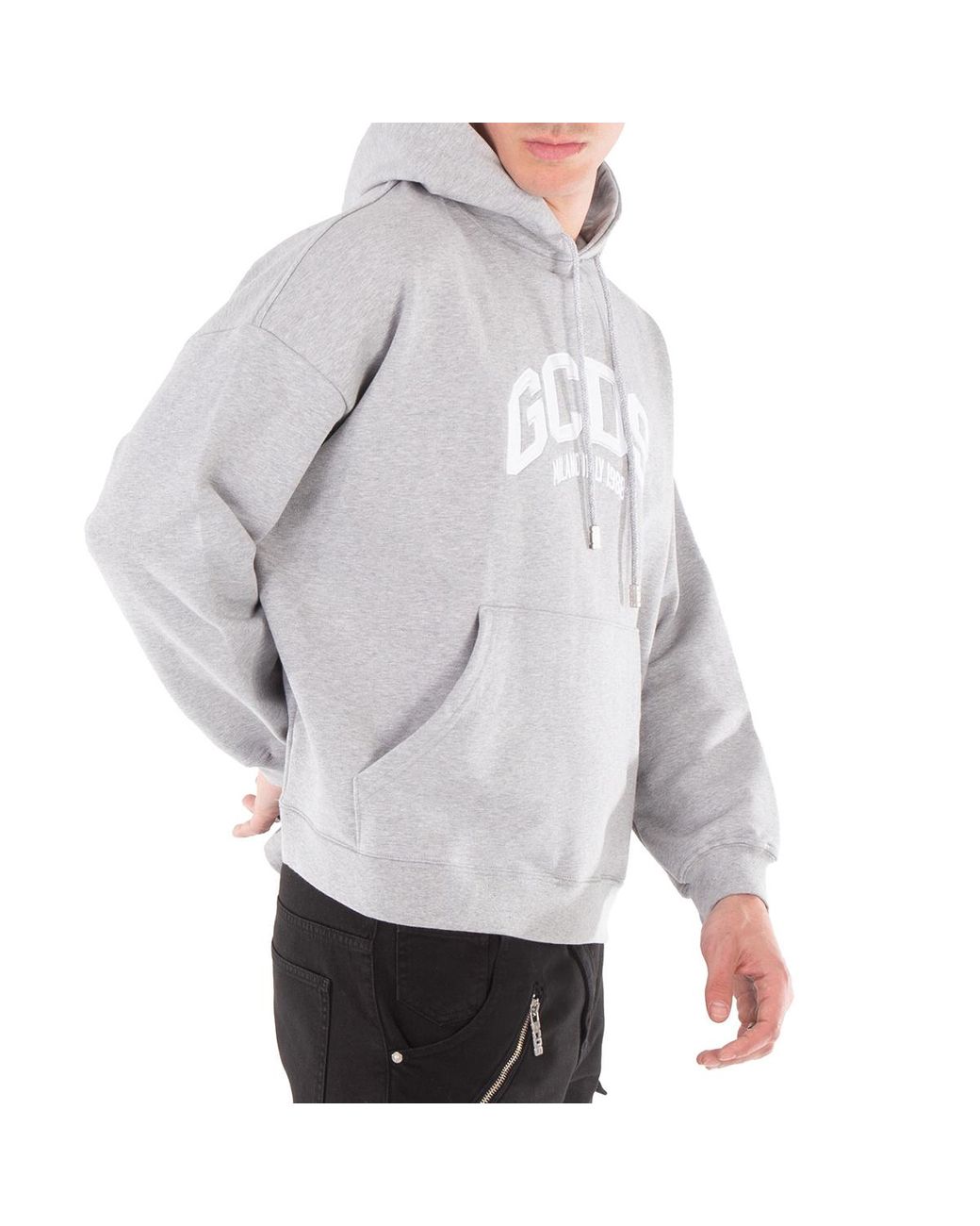 Gcds Gray Logo Lounge Hoodie for men