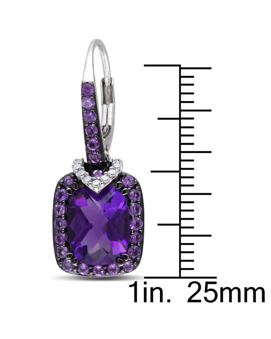 Amour Purple 4 5/8 Ct Tgw Amethyst And 1/10 Ct Tw Diamond Leverback Earrings for men