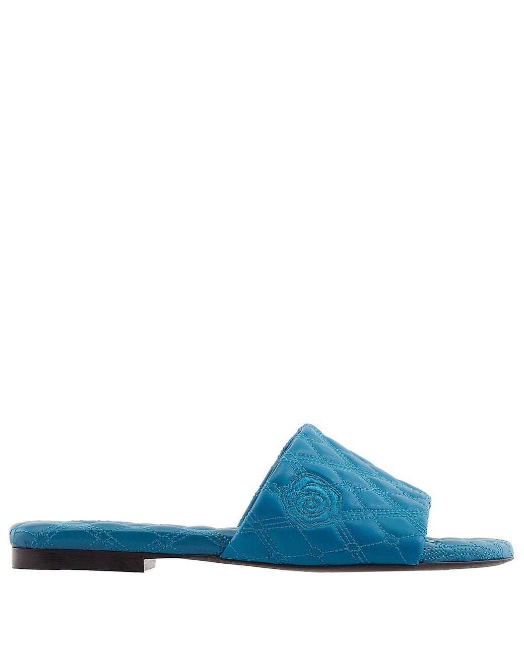 Burberry Blue Leather Quilt Slides