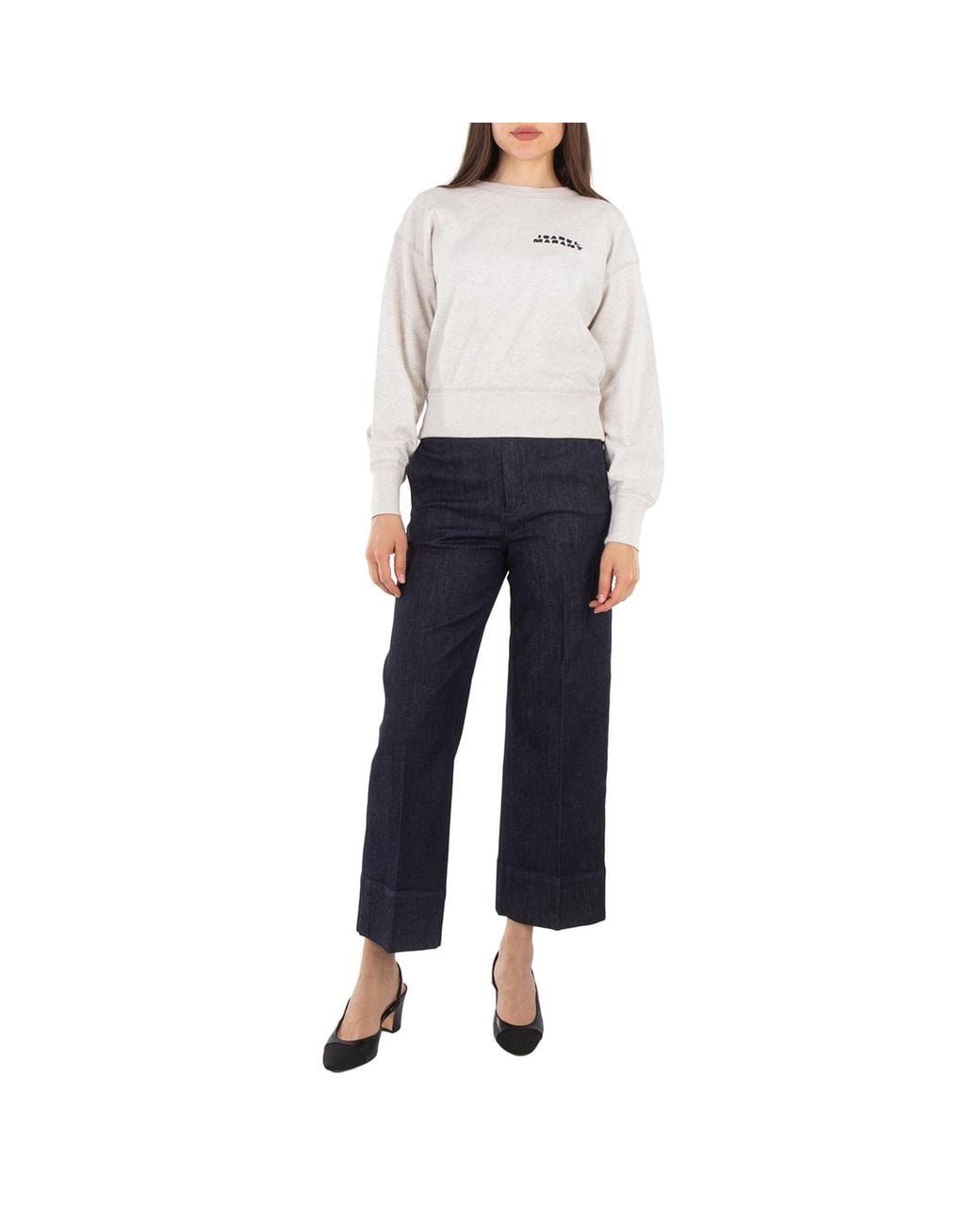 Max Mara Blue Dahlia Flared Denim Trousers, Brand Size 38 Us