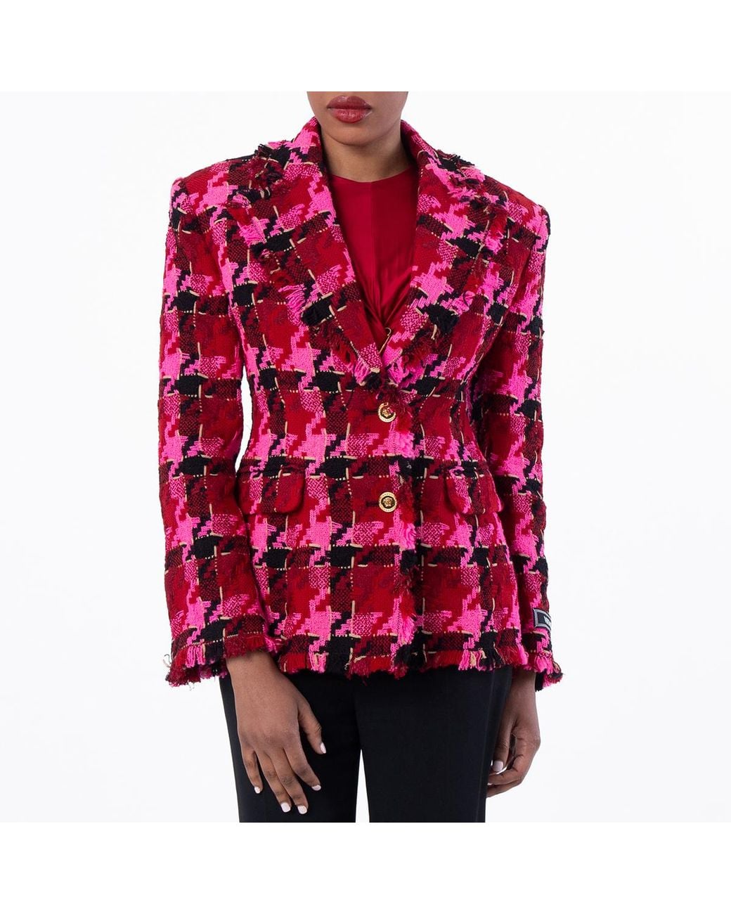 Versace Red Medusa Tweed Check Blazer for men