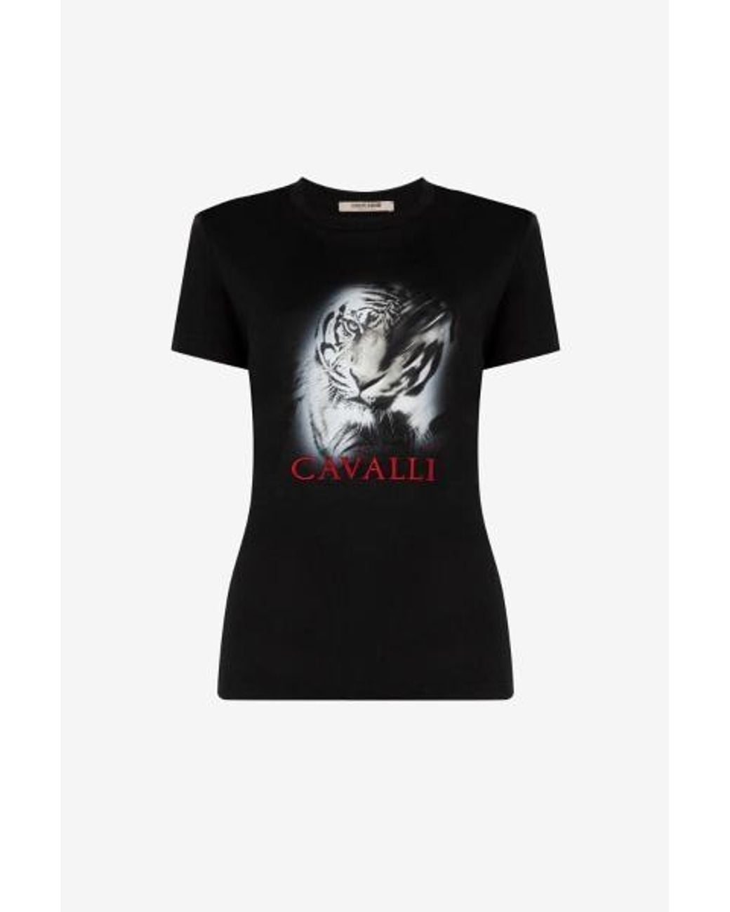 Roberto Cavalli Black Tiger Logo Cotton T-Shirt for men