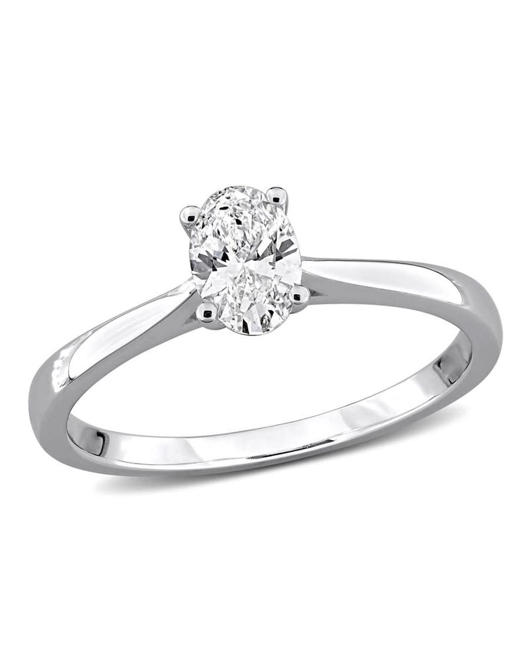 Created Forever Metallic 1/2Ct Tw Oval-Cut Lab-Grown Diamond Solitaire Engagement Ring With Side Accents for men