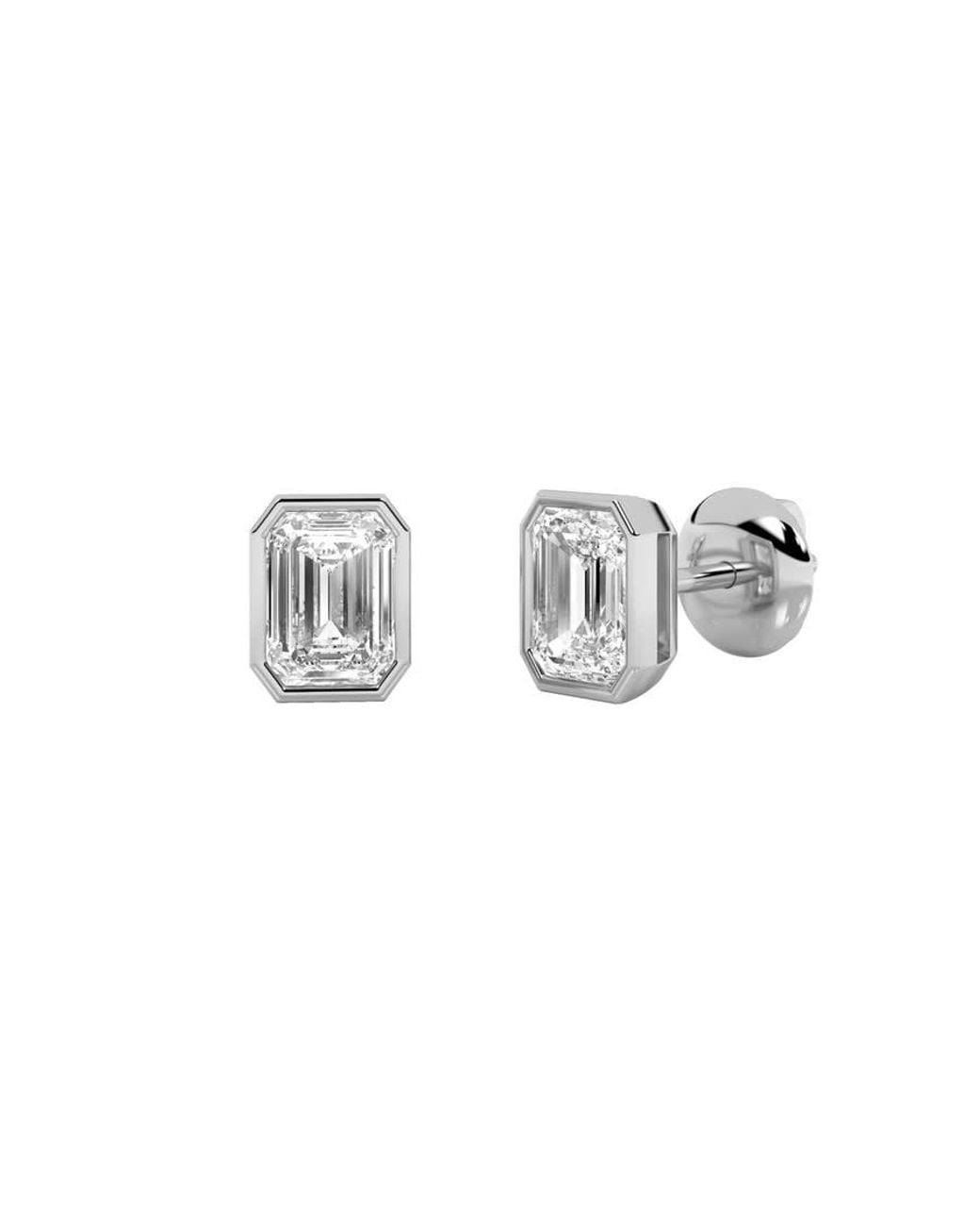 Mure And Co Metallic 4Ctw Emerald Shaped Lab Grown Diamond (F/Vs) Stud Earrings for men