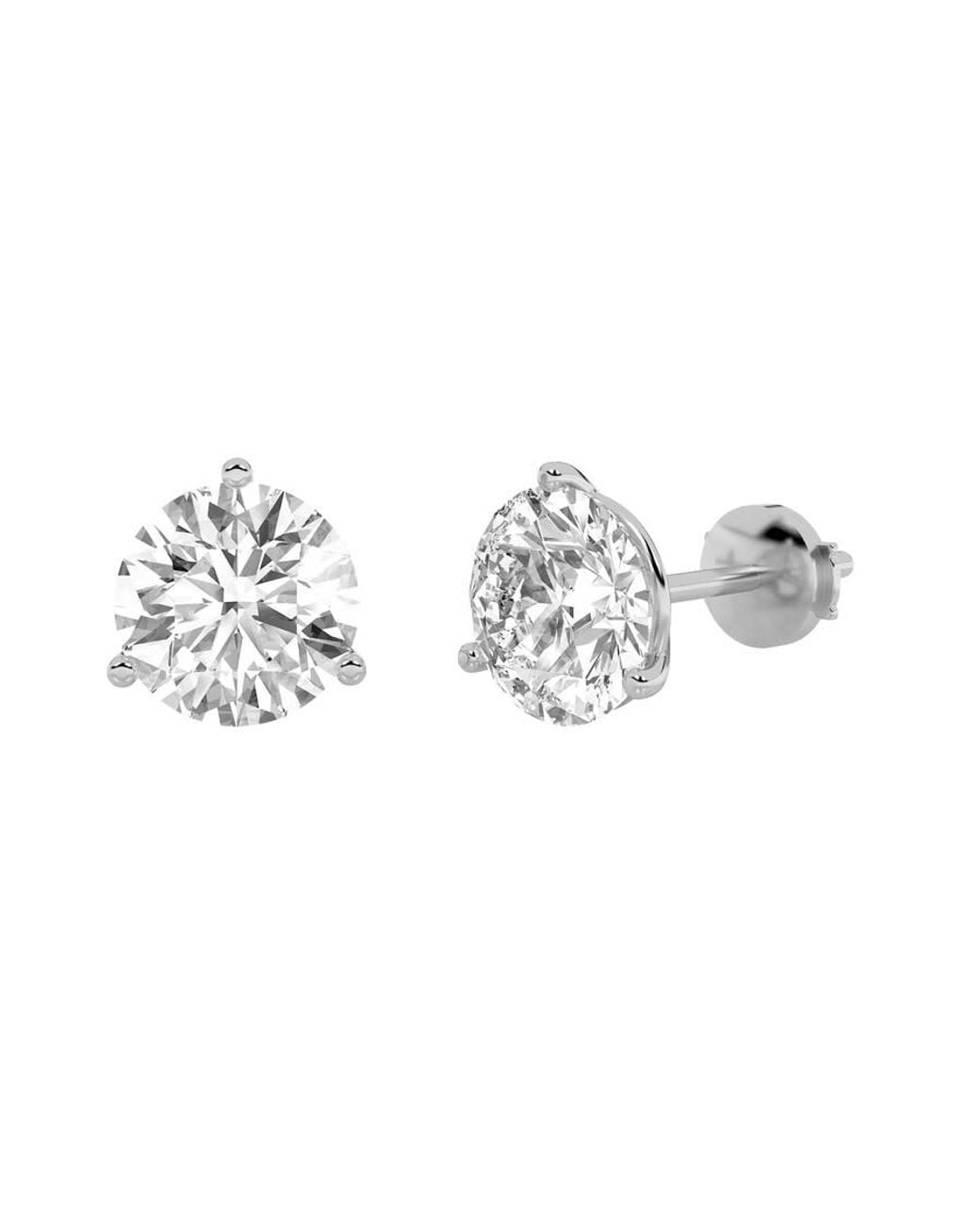 Mure And Co Metallic 2Ctw Round Shaped Lab Grown Diamond (F/Vs) Stud Earrings for men