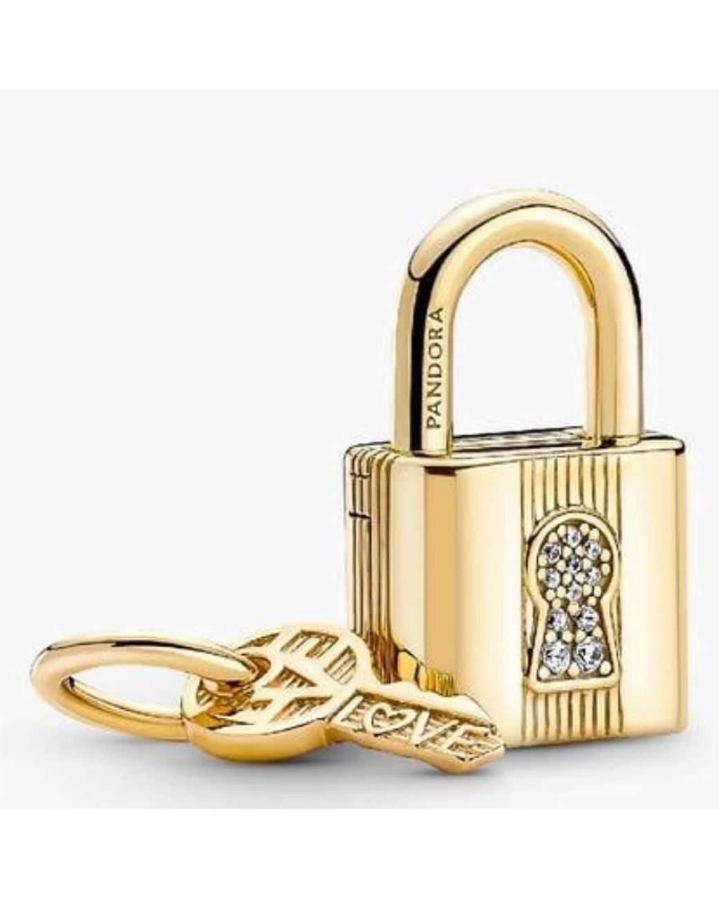 Pandora Metallic 14K-Plated Padlock & Key Dangle Charm for men