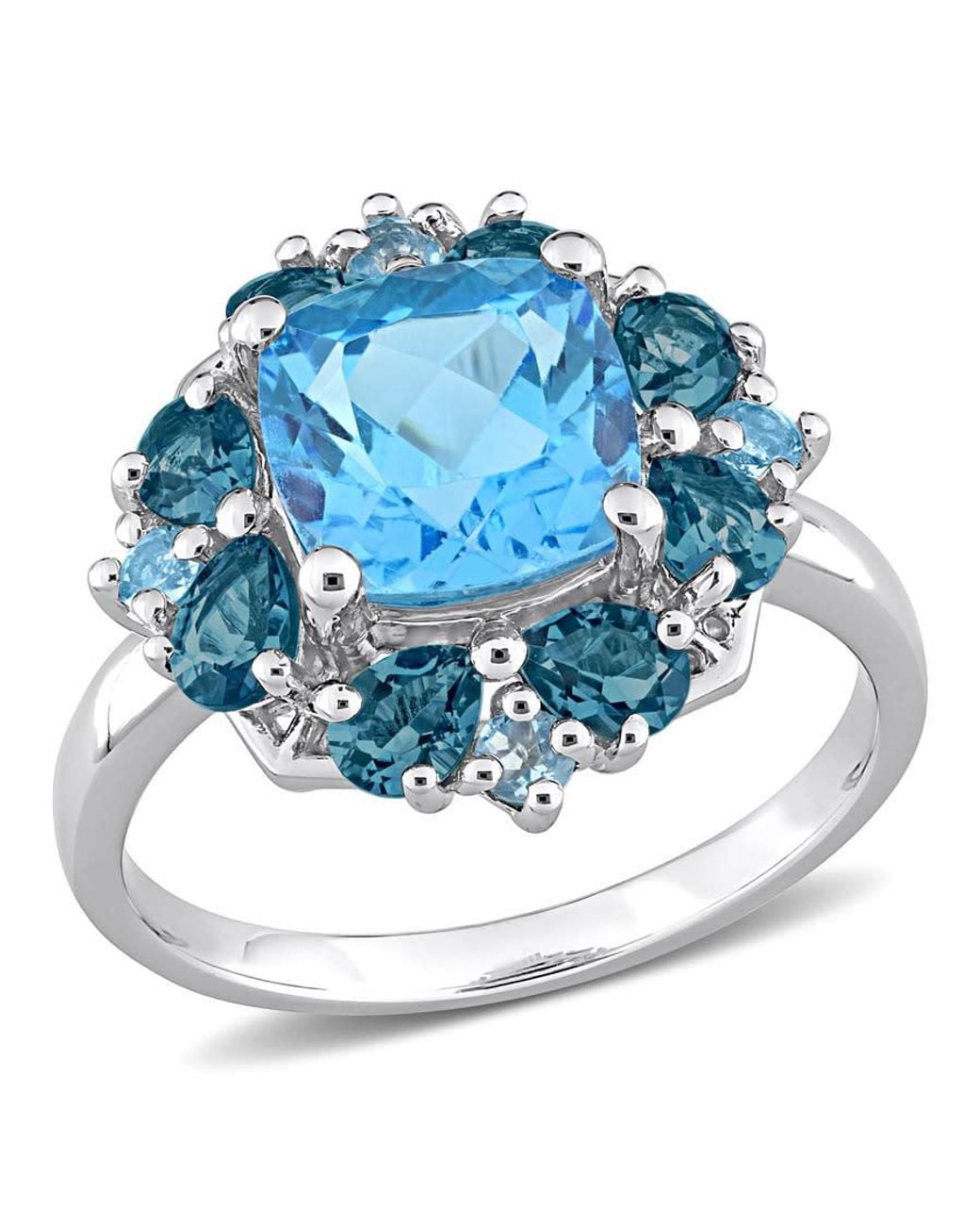 Amour Blue 4 1/10 Ct Tgw Topaz-Swiss And Topaz-London Quatrefoil Floral Ring for men