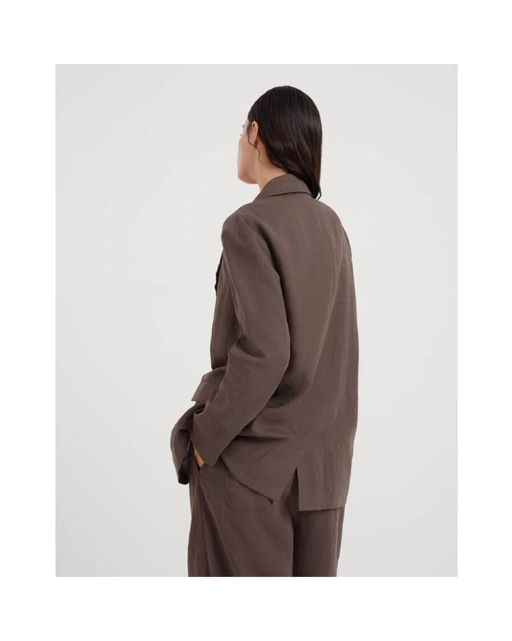 Brunello Cucinelli Brown Relaxed Cotton Blazer, Brand Size 42 (Us for men
