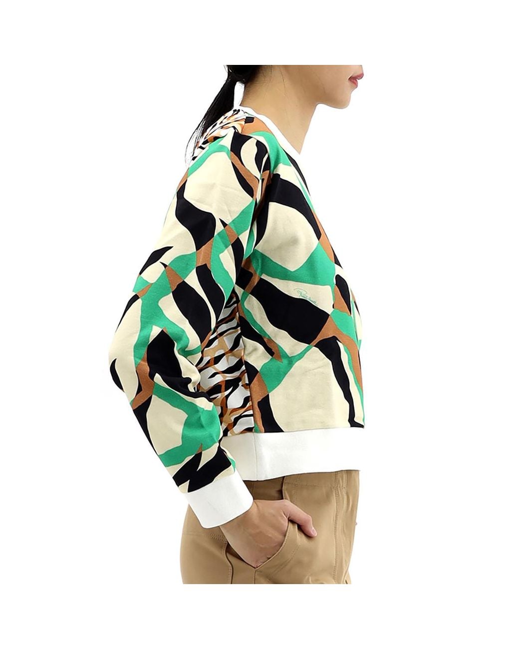 Roberto Cavalli Green Ladies/Terracott/ Cotton Crewneck Sweatshirt for men