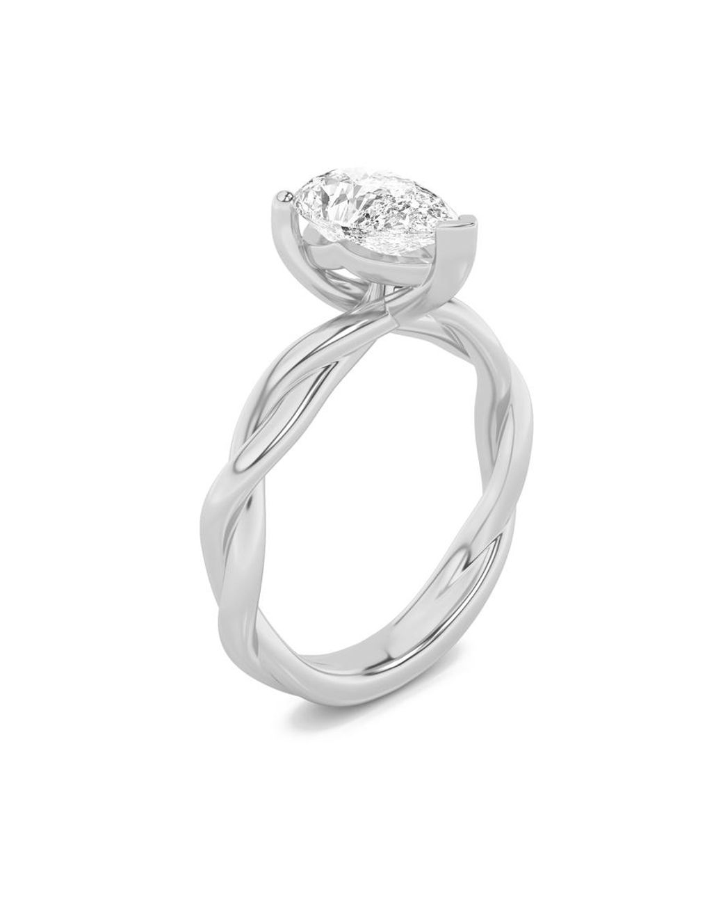 Mure And Co White 1Ctw Pear Shaped Lab Grown Diamond (F/Vs) Twisted Shank Solitaire Engagement Ring for men