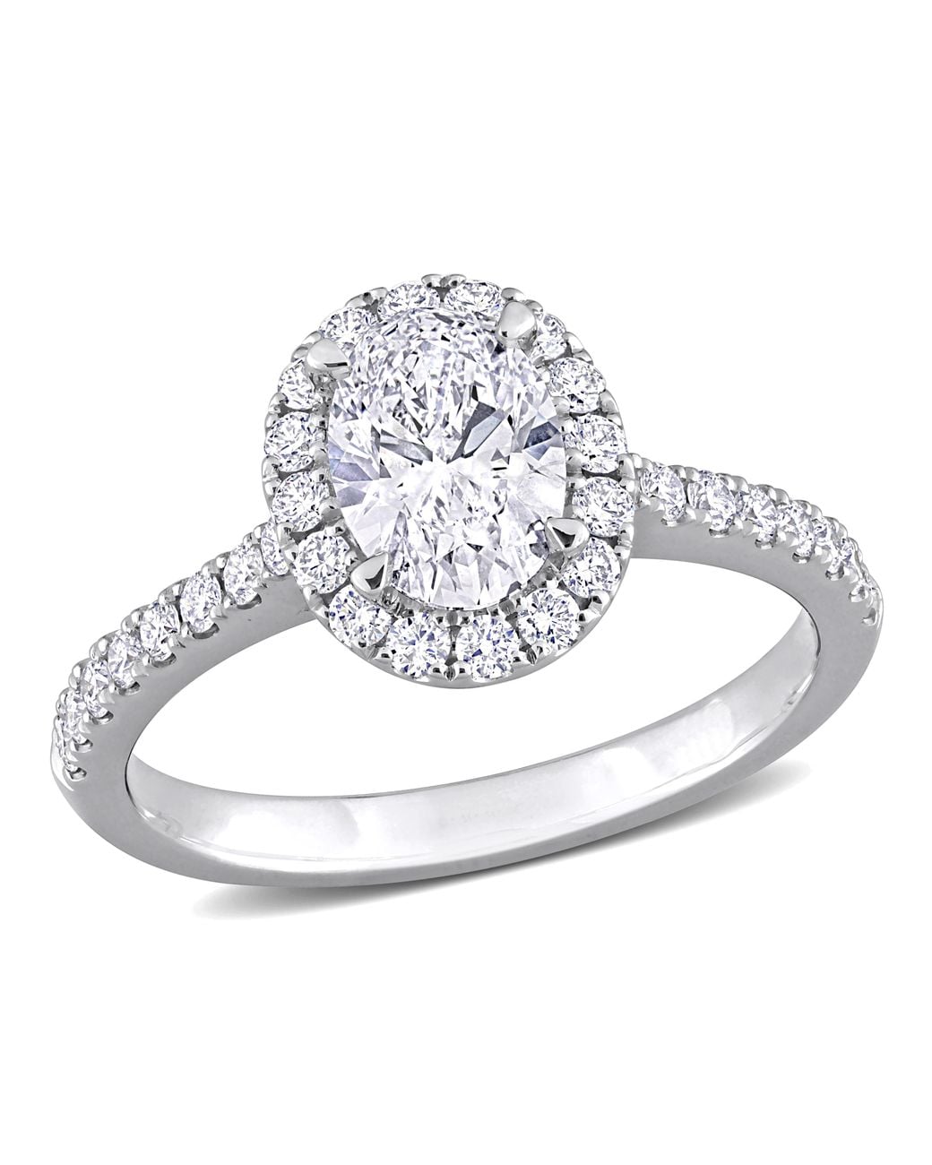 Created Forever Metallic 1 1/2 Ct Tw Oval & Round Lab Created Diamond Halo Engagement Ring for men