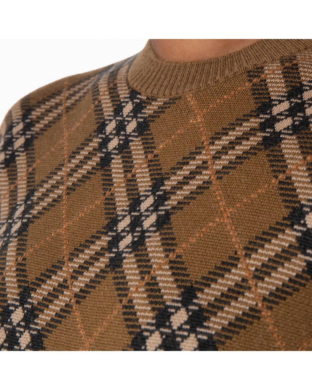 Burberry Green Check Wool Mohair Blend Sweater