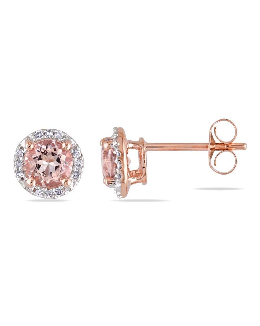 Amour Pink Morganite And Diamond Halo Stud Earrings for men