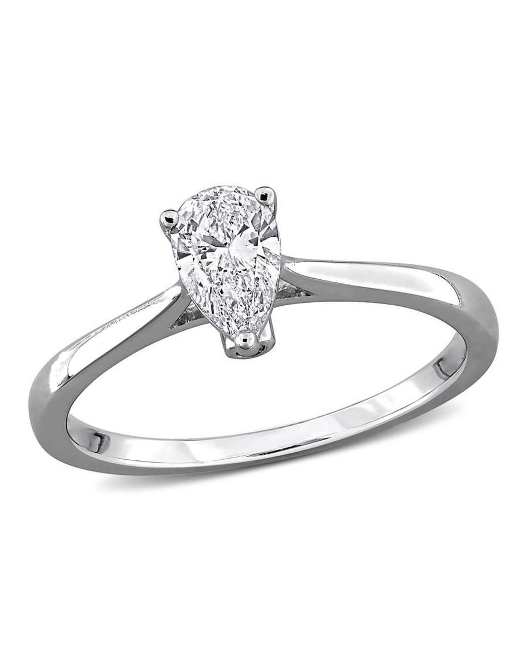 Created Forever Metallic 1/2Ct Tw Pear-Shaped Lab-Grown Diamond Solitaire Engagement Ring With Side Accents for men